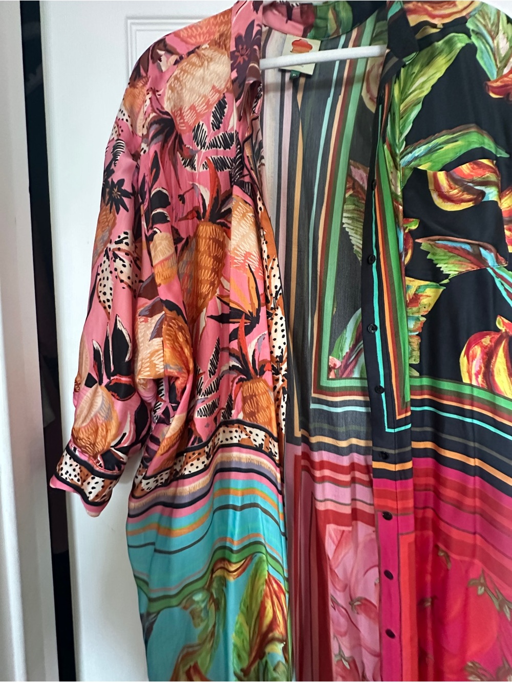 FARM Rio Mixed Scarves Colorful Long Sleeve Button Front Shirtdress - Picture 3 of 5
